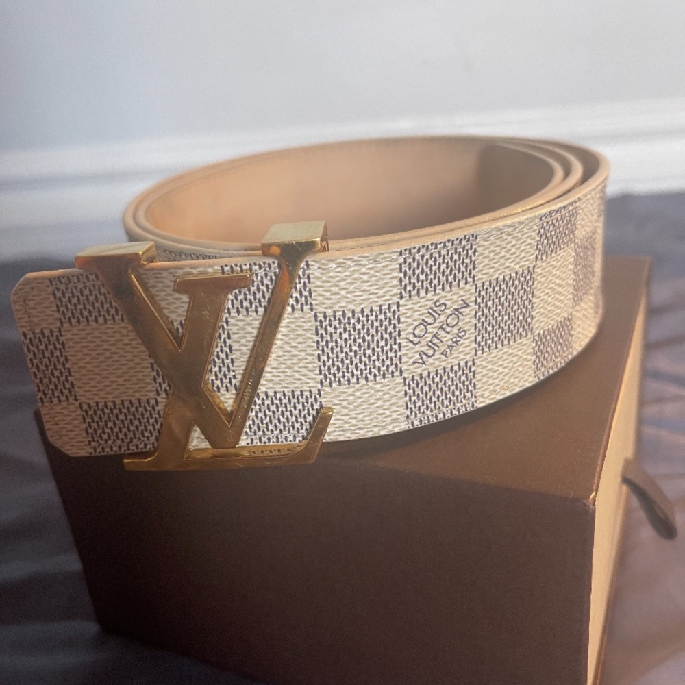 Authentic Louis Vuitton initials reversible Belt Damier Graphite & Leather Belt